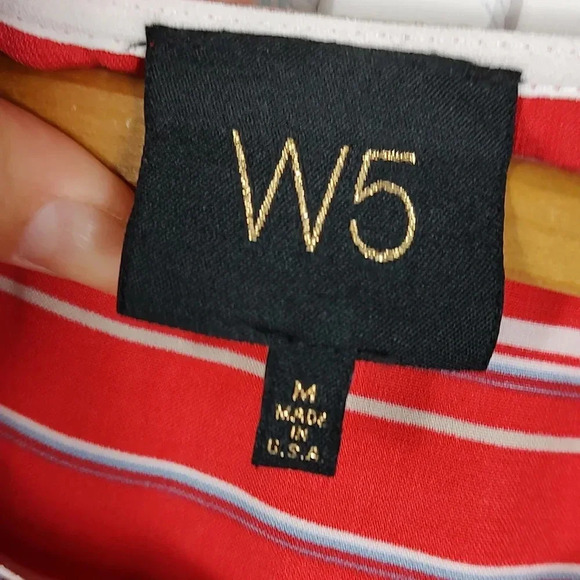 Anthropologie Red Striped Short Sleeve Blouse Sz M - Picture 6 of 10